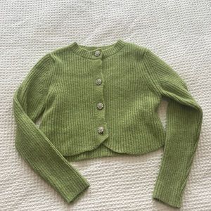 Green cropped Mango cardigan, never worn